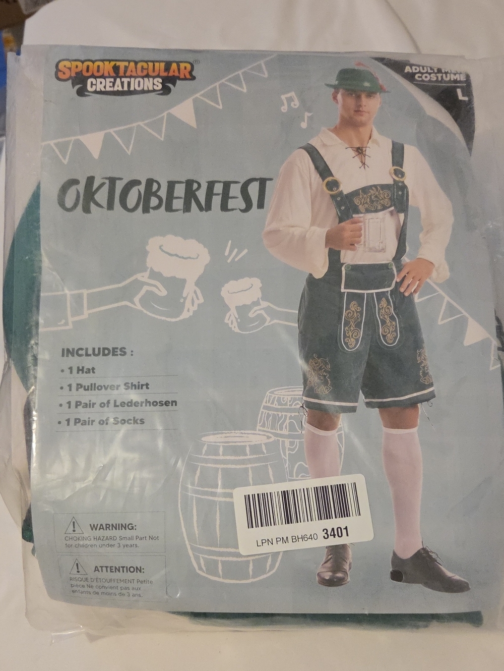 Oktoberfest Green Lederhosen Costume - Mens